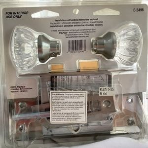 Vintage glass doorknob lock set NEW